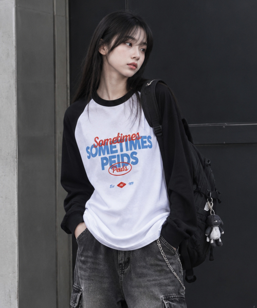 PEID(ペイド)の「PD サムタイム ラグラン長袖Tシャツ 4Color(Tシャツ/カットソー・レディース・ブラック/ホワイト/チャコールグレー/アッシュグレー・LARGE/X-LARGE)」の8枚目の写真