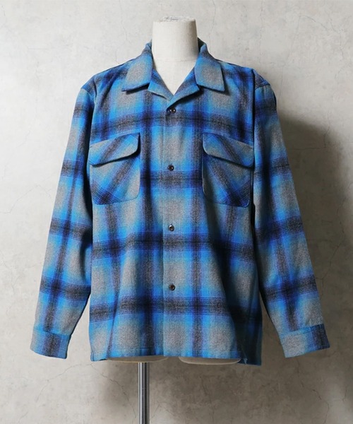 HOUSTON(ヒューストン)の「HOUSTON ヒューストン MIX WOOL BOARD SHIRT / ミックスウール フランネル ボードシャツ 開襟シャツ 長袖(シャツ/ブラウス・メンズ・ブラック/ブルー/ブラウン・M/L/XL)」の1枚目の写真