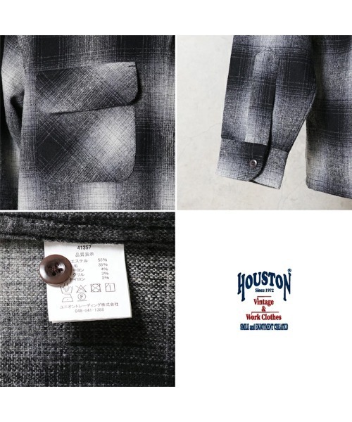 HOUSTON(ヒューストン)の「HOUSTON ヒューストン MIX WOOL BOARD SHIRT / ミックスウール フランネル ボードシャツ 開襟シャツ 長袖(シャツ/ブラウス・メンズ・ブラック/ブルー/ブラウン・M/L/XL)」の7枚目の写真