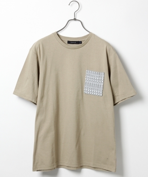 RAGEBLUE(レイジブルー)の「ジャガード柄ポケットTシャツ半袖/717267(Tシャツ/カットソー・メンズ・オフホワイト/グレー/ベージュ/ネイビー/ホワイト・LARGE/MEDIUM)」の1枚目の写真
