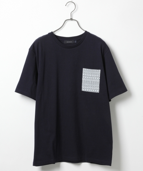 RAGEBLUE(レイジブルー)の「ジャガード柄ポケットTシャツ半袖/717267(Tシャツ/カットソー・メンズ・オフホワイト/グレー/ベージュ/ネイビー/ホワイト・LARGE/MEDIUM)」の5枚目の写真