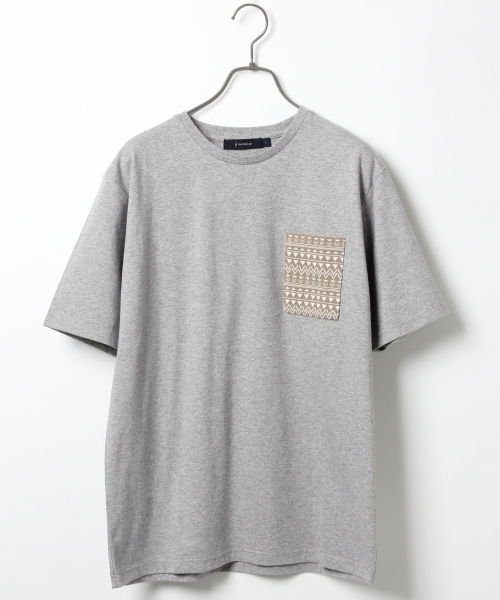 RAGEBLUE(レイジブルー)の「ジャガード柄ポケットTシャツ半袖/717267(Tシャツ/カットソー・メンズ・オフホワイト/グレー/ベージュ/ネイビー/ホワイト・LARGE/MEDIUM)」の4枚目の写真