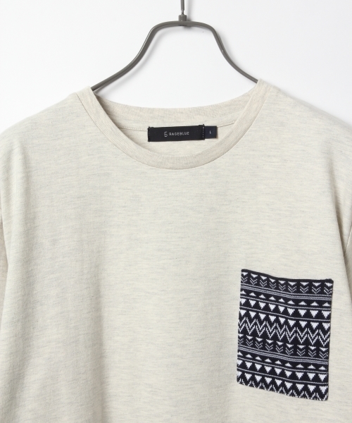 RAGEBLUE(レイジブルー)の「ジャガード柄ポケットTシャツ半袖/717267(Tシャツ/カットソー・メンズ・オフホワイト/グレー/ベージュ/ネイビー/ホワイト・LARGE/MEDIUM)」の7枚目の写真