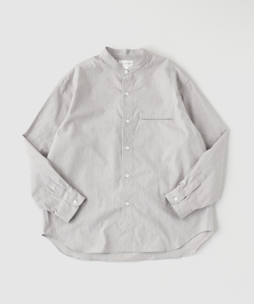 417 EDIFICE(フォーワンセブンエディフィス)の「STILL BY HAND / スティルバイハンド Silk nep band collar shirt(シャツ/ブラウス・メンズ・ブラウン/チャコールグレー/ブラック・48/46)」の1枚目の写真