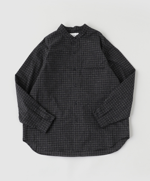 417 EDIFICE(フォーワンセブンエディフィス)の「STILL BY HAND / スティルバイハンド Silk nep band collar shirt(シャツ/ブラウス・メンズ・ブラウン/チャコールグレー/ブラック・48/46)」の2枚目の写真
