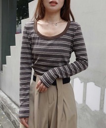マルチボーダークルーネックTシャツ