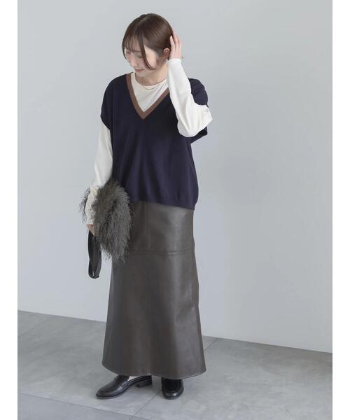 Te chichi(テチチ)の「フェイクレザースカート(スカート・レディース・ブラック/ダークブラウン・F)」の11枚目の写真
