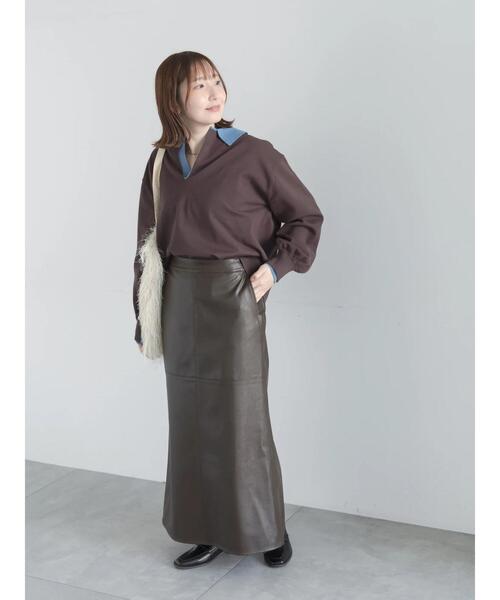 Te chichi(テチチ)の「フェイクレザースカート(スカート・レディース・ブラック/ダークブラウン・F)」の15枚目の写真