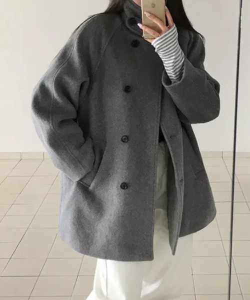 FAVORITO(ファヴォリート)の「スタンドカラーリラックスメルトンコート(その他アウター・レディース・ブラック/グレー・F)」の11枚目の写真