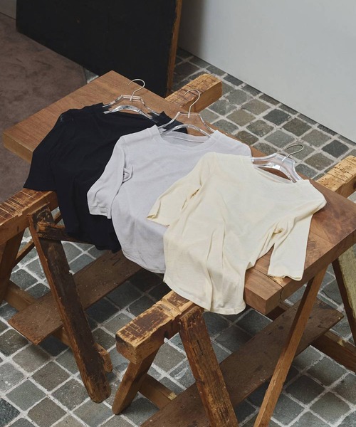 TODAYFUL(トゥデイフル)の「【TODAYFUL/トゥデイフル】Sheer Fraice Tops/シアーフライストップス(Tシャツ/カットソー・レディース・アイボリー/インディゴブルー/ライトグレー・FREE)」の6枚目の写真