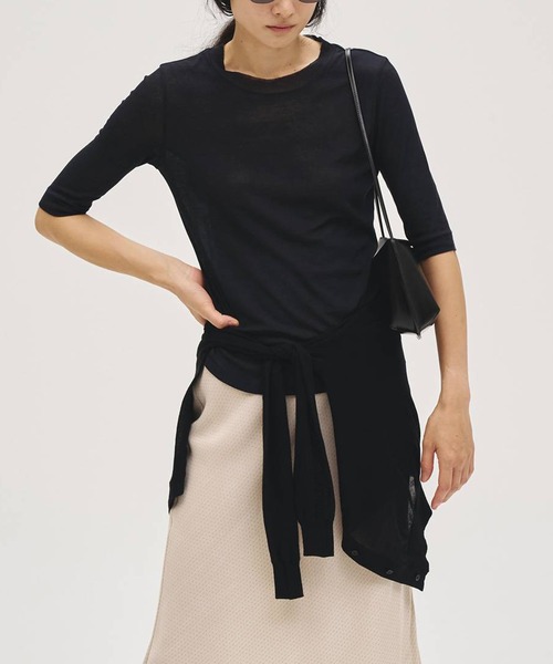 TODAYFUL(トゥデイフル)の「【TODAYFUL/トゥデイフル】Sheer Fraice Tops/シアーフライストップス(Tシャツ/カットソー・レディース・アイボリー/インディゴブルー/ライトグレー・FREE)」の4枚目の写真