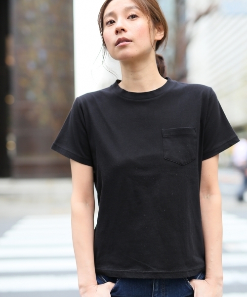 LEPSIM（レプシィム）の「カリフォルニアコットンポケTシャツ/SS　713031（Tシャツ/カットソー・レディース・トップグレー/ブラック/サックスブルー/オフホワイト/ライトピンク/ベージュ・MEDIUM/LARGE）」の3枚目の写真