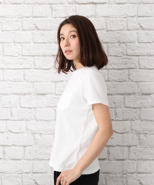 LEPSIM（レプシィム）の「カリフォルニアコットンポケTシャツ/SS　713031（Tシャツ/カットソー・レディース・トップグレー/ブラック/サックスブルー/オフホワイト/ライトピンク/ベージュ・MEDIUM/LARGE）」の7枚目の写真