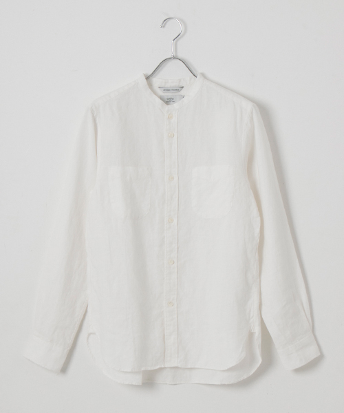 WORK NOT WORK URBAN RESEARCH(ワークノットワークアーバンリサーチ)の「WORK NOT WORK フレンチリネンナローバンドカラーシャツ(シャツ/ブラウス・メンズ・ブルー/ブラック/ホワイト・MEDIUM/LARGE/SMALL)」の7枚目の写真