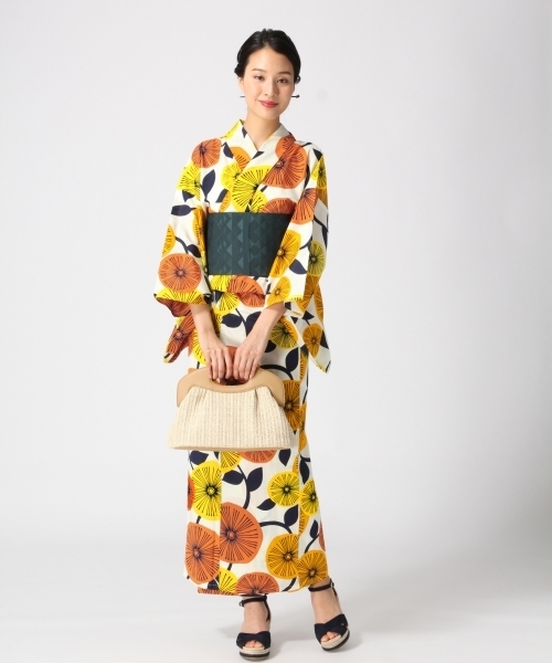 GLOBAL WORK（グローバルワーク）の「ユカタセットWomen/746163（浴衣・レディース・ネイビー/その他1/イエロー・FREE）」の6枚目の写真