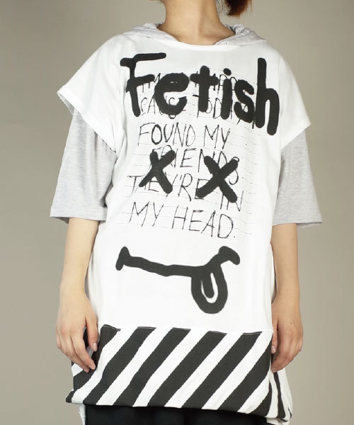 rovtski（ロフトスキー）の「rovtski【ビッグシルエット】フロントインノースリーブオーバーサイズＴシャツ/6C17051901（Tシャツ/カットソー・メンズ・ブラック系その他2/ホワイト系その他/ホワイト系その他3/ホワイト系その他2/ブラック系その他/ブラック系その他3・FREE）」の2枚目の写真