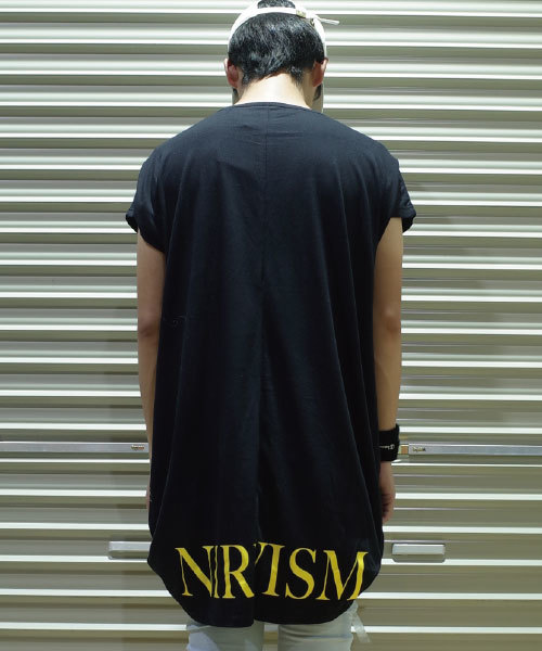 rovtski 超 ビッグシルエット クラッシュ加工 変形 カットソー ワンピ セール】rovtski【ビッグシルエット】フロントインノースリーブ