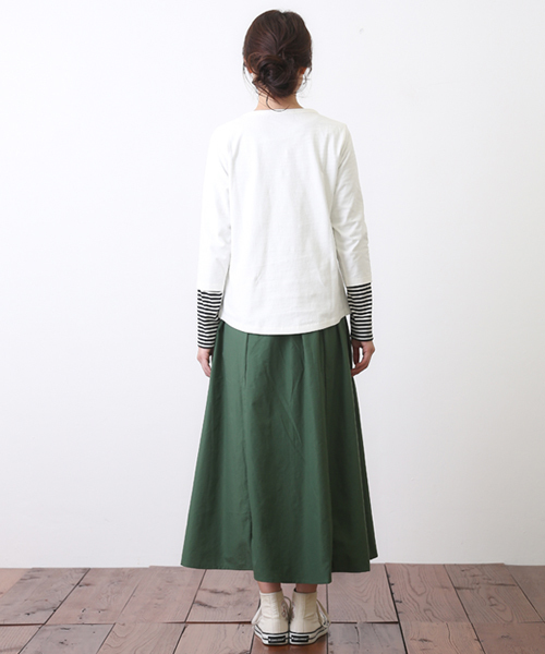 CUBE SUGAR（キューブシュガー）の「天竺ピーチ起毛 スヌーピー 7分袖Tシャツ（Tシャツ/カットソー・レディース・ホワイト/ブラック/グリーン・M）」の5枚目の写真