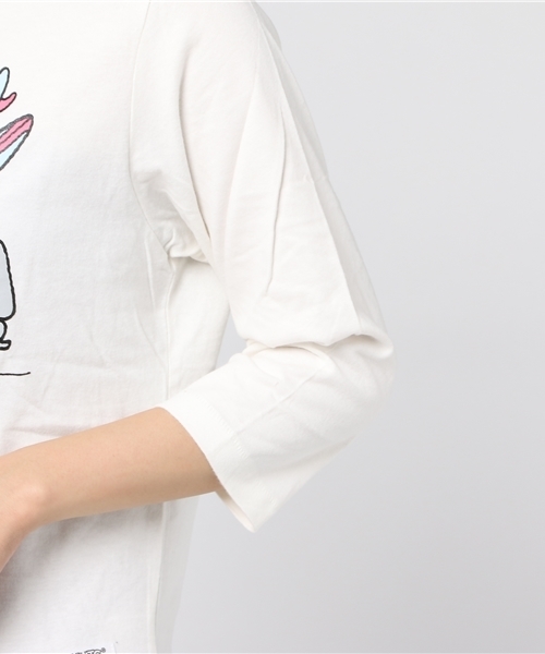 CUBE SUGAR（キューブシュガー）の「天竺ピーチ起毛 スヌーピー 7分袖Tシャツ（Tシャツ/カットソー・レディース・ホワイト/ブラック/グリーン・M）」の19枚目の写真