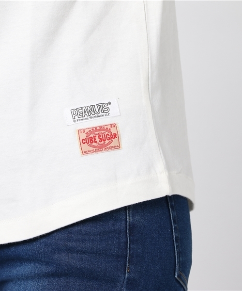 CUBE SUGAR（キューブシュガー）の「天竺ピーチ起毛 スヌーピー 7分袖Tシャツ（Tシャツ/カットソー・レディース・ホワイト/ブラック/グリーン・M）」の17枚目の写真