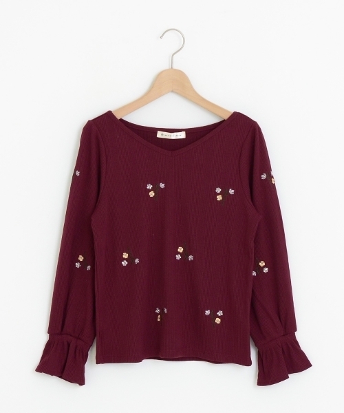 MAJESTIC LEGON（マジェスティックレゴン）の「【WEB限定価格】総刺繍ビジュー長袖プルオーバー（Tシャツ/カットソー・レディース・ブラック/アイボリー/ボルドー/ラベンダー・MEDIUM）」の4枚目の写真