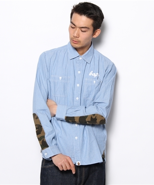 A BATHING APE（アベイシングエイプ）の「WORK CHAMBRAY SHIRT（シャツ/ブラウス・メンズ・サックスブルー/ブラック・SMALL/MEDIUM/LARGE/X-LARGE/XX-LARGE）」の2枚目の写真