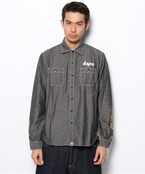 A BATHING APE（アベイシングエイプ）の「WORK CHAMBRAY SHIRT（シャツ/ブラウス・メンズ・サックスブルー/ブラック・SMALL/MEDIUM/LARGE/X-LARGE/XX-LARGE）」の3枚目の写真