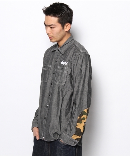 A BATHING APE（アベイシングエイプ）の「WORK CHAMBRAY SHIRT（シャツ/ブラウス・メンズ・サックスブルー/ブラック・SMALL/MEDIUM/LARGE/X-LARGE/XX-LARGE）」の4枚目の写真