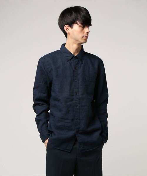 ROOPTOKYO（ループトウキョウ）の「国産 Herdmans Linen ボタンダウンL/Sシャツ（シャツ/ブラウス・メンズ・ホワイト/ネイビー・L/M）」の6枚目の写真