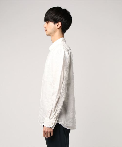 ROOPTOKYO（ループトウキョウ）の「国産 Herdmans Linen ボタンダウンL/Sシャツ（シャツ/ブラウス・メンズ・ホワイト/ネイビー・L/M）」の3枚目の写真