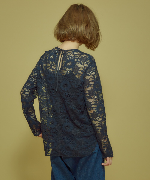 Abahouse Devinette(ドゥヴィネット)の「レースロンTブラウス(シャツ/ブラウス・レディース・ホワイト/ネイビー・フリー)」の5枚目の写真