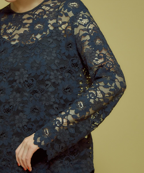 Abahouse Devinette(ドゥヴィネット)の「レースロンTブラウス(シャツ/ブラウス・レディース・ホワイト/ネイビー・フリー)」の8枚目の写真