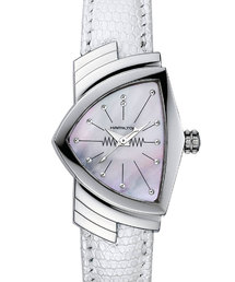 HAMILTON（ハミルトン）の「HAMILTON [ハミルトン] 腕時計 Ventura （ベンチュラ）  クオーツ 36.50MM レザーベルト マザーオブパール×ホワイト（アナログ腕時計・レディース）」
