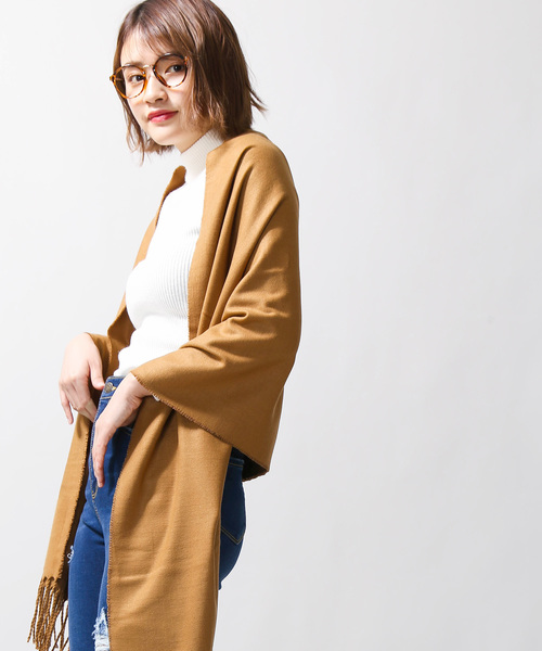 WEGO（ウィゴー）の「WEGO/カシミヤタッチストール（ストール/ショール・メンズ・ブラック/ネイビー/杢グレー/キャメル/ワイン・FREE）」の4枚目の写真