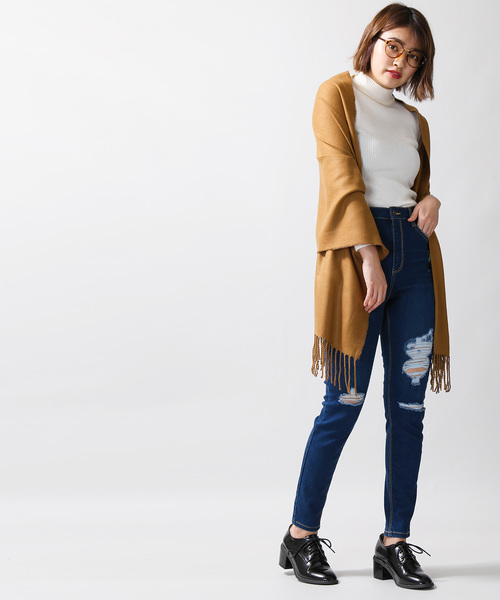 WEGO（ウィゴー）の「WEGO/カシミヤタッチストール（ストール/ショール・メンズ・ブラック/ネイビー/杢グレー/キャメル/ワイン・FREE）」の7枚目の写真