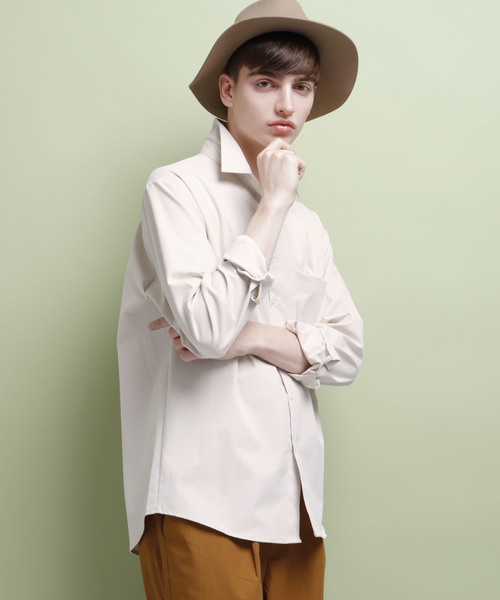 EMMA CLOTHES（エマクローズ）の「高密度レギュラーカラーワイドシャツ（シャツ/ブラウス・メンズ・ライトブルー/ネイビー/グレー/ライトグリーン/ライトベージュ・M/L）」の3枚目の写真