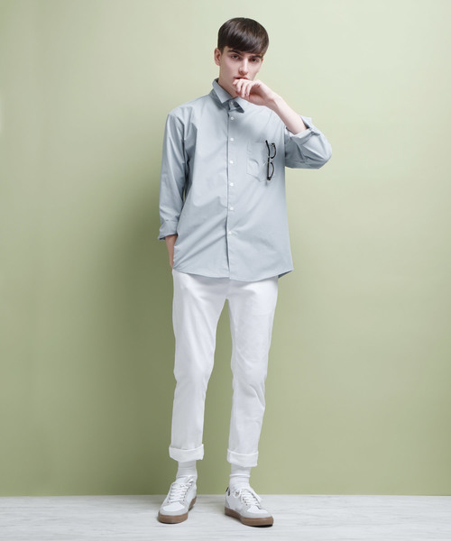 EMMA CLOTHES（エマクローズ）の「高密度レギュラーカラーワイドシャツ（シャツ/ブラウス・メンズ・ライトブルー/ネイビー/グレー/ライトグリーン/ライトベージュ・M/L）」の22枚目の写真