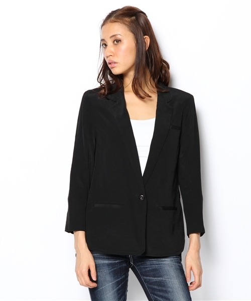 KariAng（カリアング）の「ラウンド７分袖ジャケット（テーラードジャケット・レディース・ブラック系/ベージュ系・SMALL/MEDIUM）」の2枚目の写真