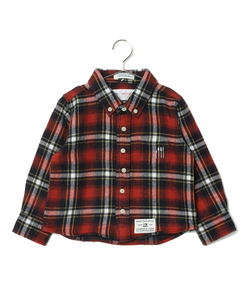 CIAOPANIC TYPY（チャオパニックティピー）の「KID'S フランネルボタンダウンシャツ（シャツ/ブラウス・キッズ・ホワイト/マスタード/ネイビー/ワインレッド/ブラック/その他18/その他20/レッド/ブルー/グリーン・85/105/145/125）」の7枚目の写真