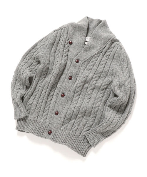 インバーアラン XL クラシックヘビーニードル ショールカラーカーディガン INVERALLAN リブニット ショールカラーカーディガン サイズ38 M