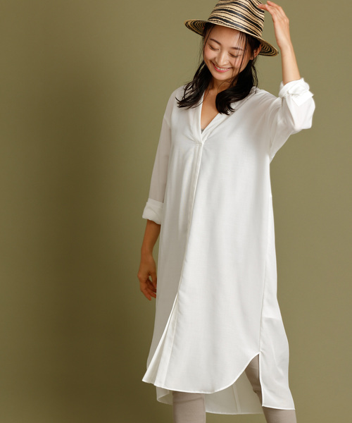 Munich（ミューニック）の「ダンガリーバックツイストワンピース（ワンピース・レディース・ホワイト/ブルー/ラベンダー/ライトベージュ・FREE）」の2枚目の写真