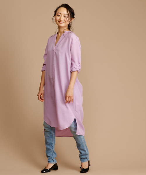 Munich（ミューニック）の「ダンガリーバックツイストワンピース（ワンピース・レディース・ホワイト/ブルー/ラベンダー/ライトベージュ・FREE）」の5枚目の写真