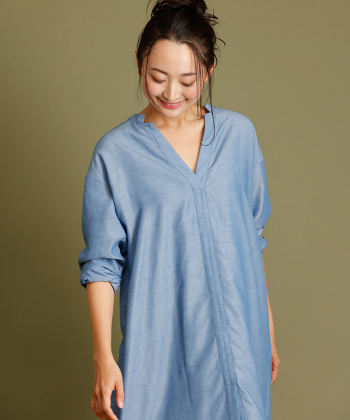 Munich（ミューニック）の「ダンガリーバックツイストワンピース（ワンピース・レディース・ホワイト/ブルー/ラベンダー/ライトベージュ・FREE）」の15枚目の写真