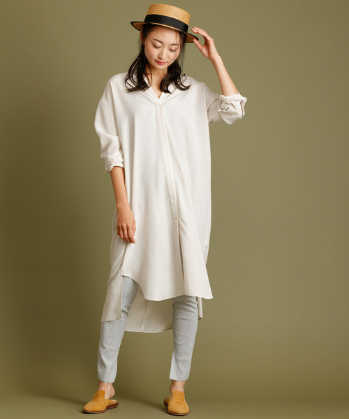 Munich（ミューニック）の「ダンガリーバックツイストワンピース（ワンピース・レディース・ホワイト/ブルー/ラベンダー/ライトベージュ・FREE）」の20枚目の写真