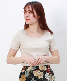 【接触冷感シルケット素材】ラウンドネック 半袖カットソー