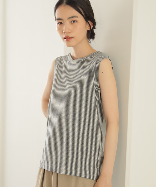 AMERICAN HOLIC（アメリカンホリック）の「衿ねじりノースリーブプルオーバー（Tシャツ/カットソー・レディース・オフホワイト/モカ/その他7/ホワイト系その他/グレー系その他2・M/L）」の5枚目の写真