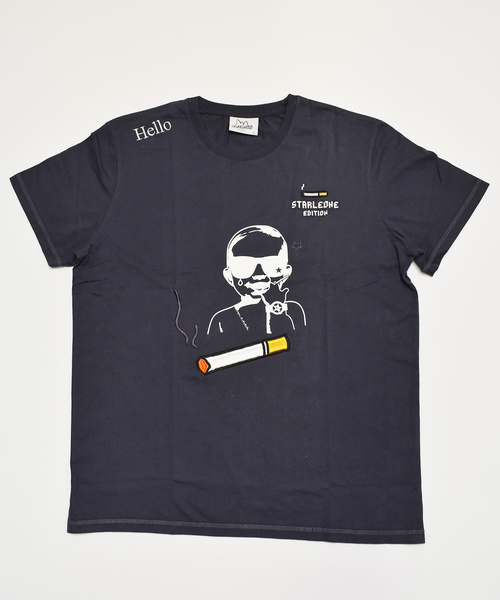 StarLean（スターリアン）の「【StaR★Leone】×【BRICK TOWN】コラボ　BABY Tee 「SMOKE」（Tシャツ/カットソー・メンズ・ブラック/ネイビー・1/3/2）」の2枚目の写真
