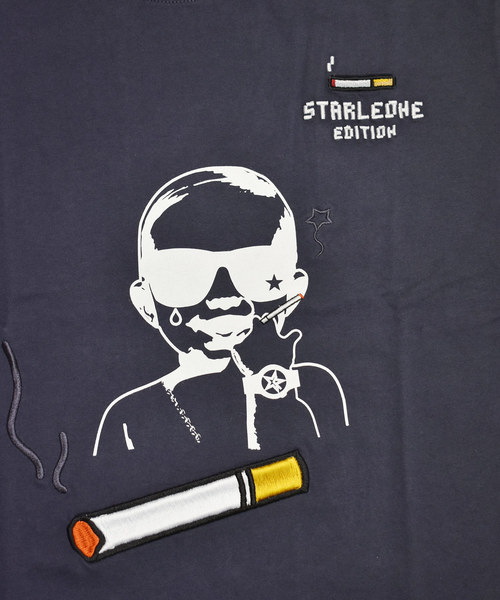 StarLean（スターリアン）の「【StaR★Leone】×【BRICK TOWN】コラボ　BABY Tee 「SMOKE」（Tシャツ/カットソー・メンズ・ブラック/ネイビー・1/3/2）」の9枚目の写真