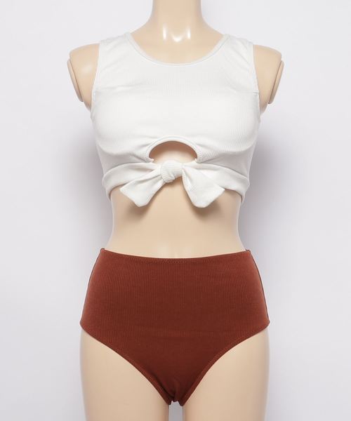 Dita（ディータ）の「【3点セット】スカート付きホルターネックビキニ＆ショーツセット【RT】（水着・レディース・ブラック/ホワイト系その他/ホワイト/ブラック系その他・M/L/XL）」の10枚目の写真