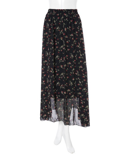 fifth（フィフス）の「小花柄シャーリングロングスカート（スカート・レディース・ブラック/ブラウン・MEDIUM）」の9枚目の写真